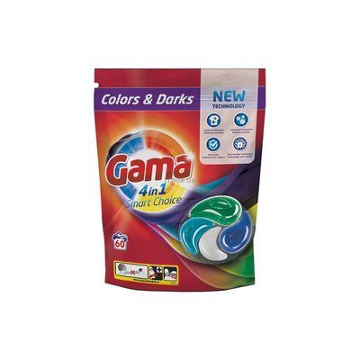 Капсули для прання Gama Color & Darks 4 в 1 для кольорової та темної білизни 60 шт. kap-00001 фото
