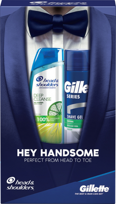 Характеристики Подарунковий набір Шампунь проти лупи Head & Shoulders Глибоке очищення 300 мл + Гель для гоління Gillette Алое вера 200 мл nab-00003 фото